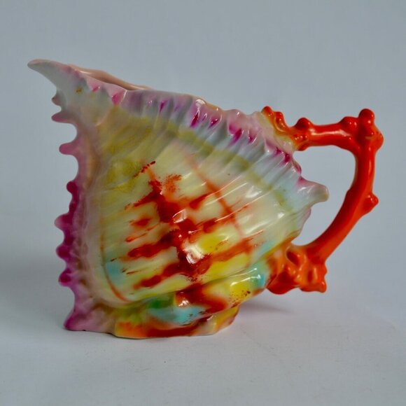 Royal Bayreuth Conch Shell Multi-colored Creamer Vintage - Picture 1 of 7